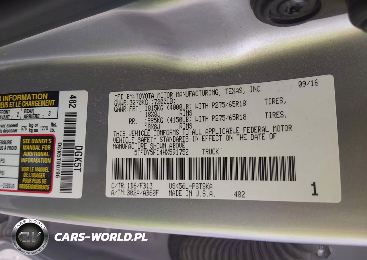 2017 Toyota Tundra Sr5 5.7L V8 VIN:5TFDY5F14HX591752 - 9