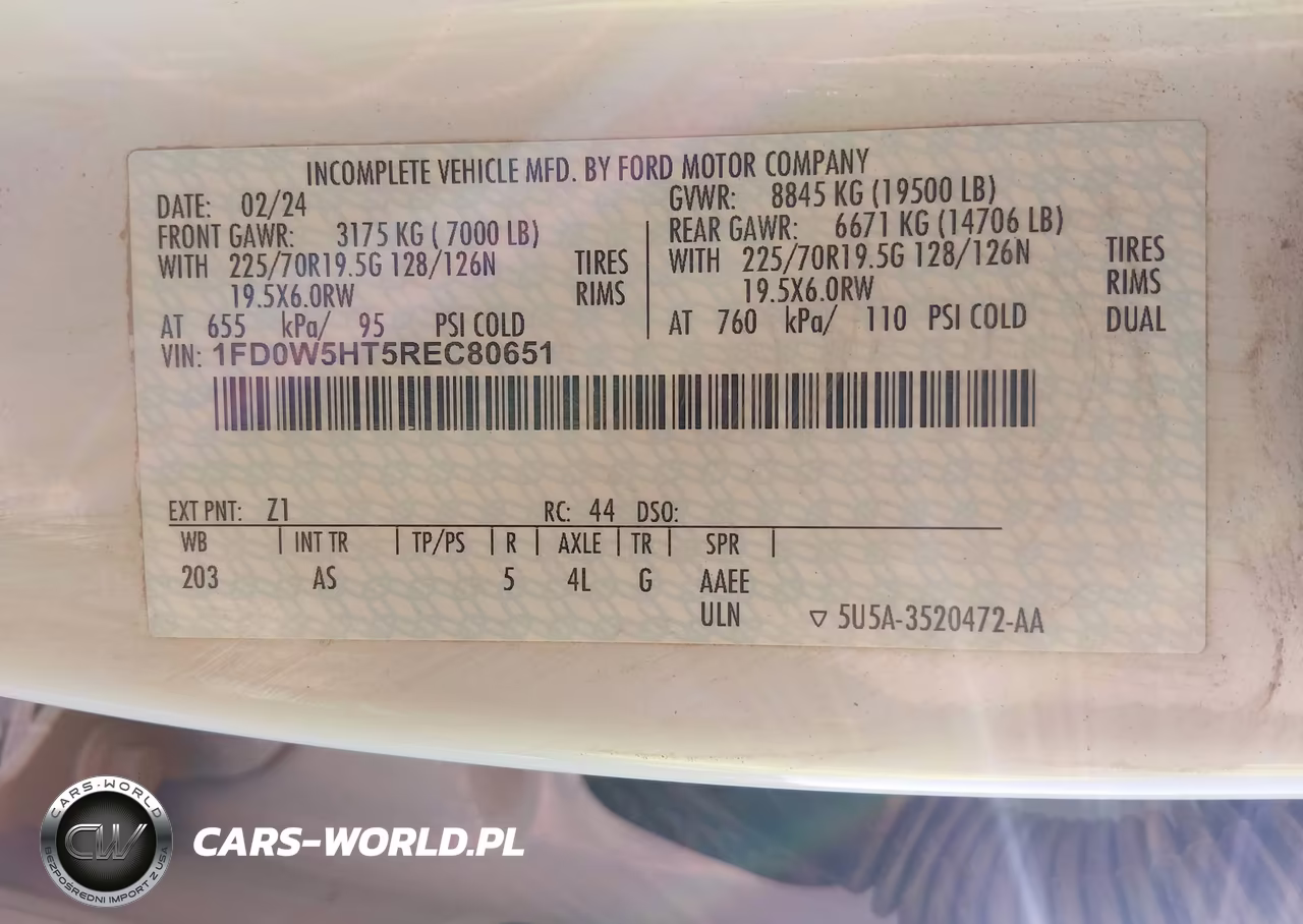2024 Ford F550 Super Duty VIN:1FD0W5HT5REC80651 - 9