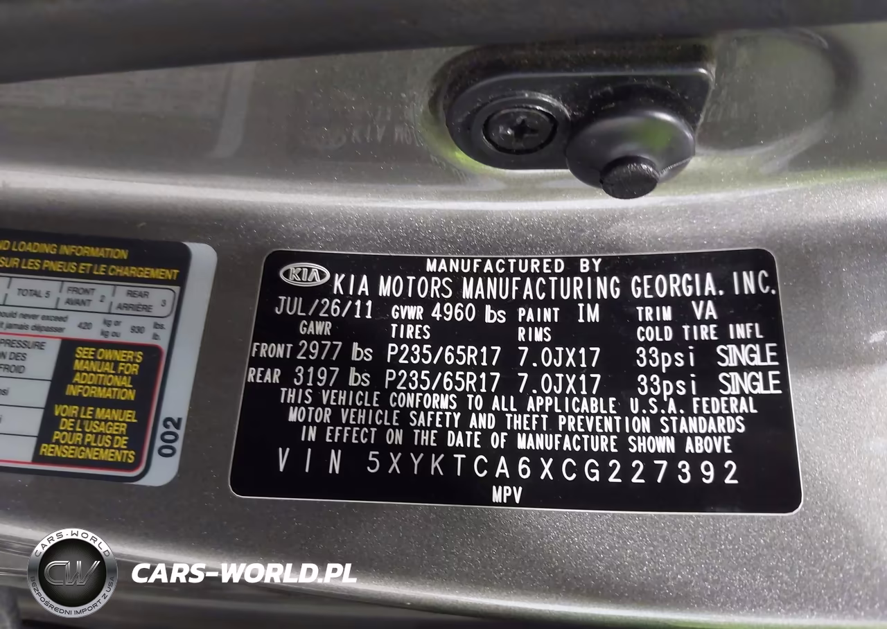 2012 Kia Sorento Lx VIN:5XYKTCA6XCG227392 - 9