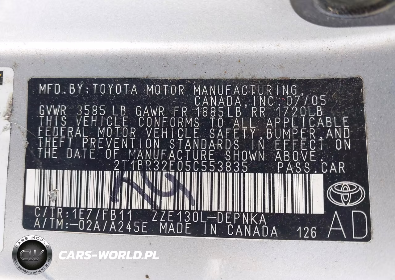 2005 Toyota Corolla Le VIN:2T1BR32E05C553835 - 9
