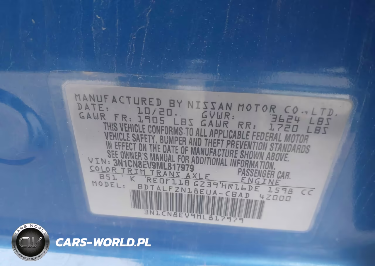 2021 Nissan Versa Sv Xtronic Cvt VIN:3N1CN8EV9ML817979 - 9