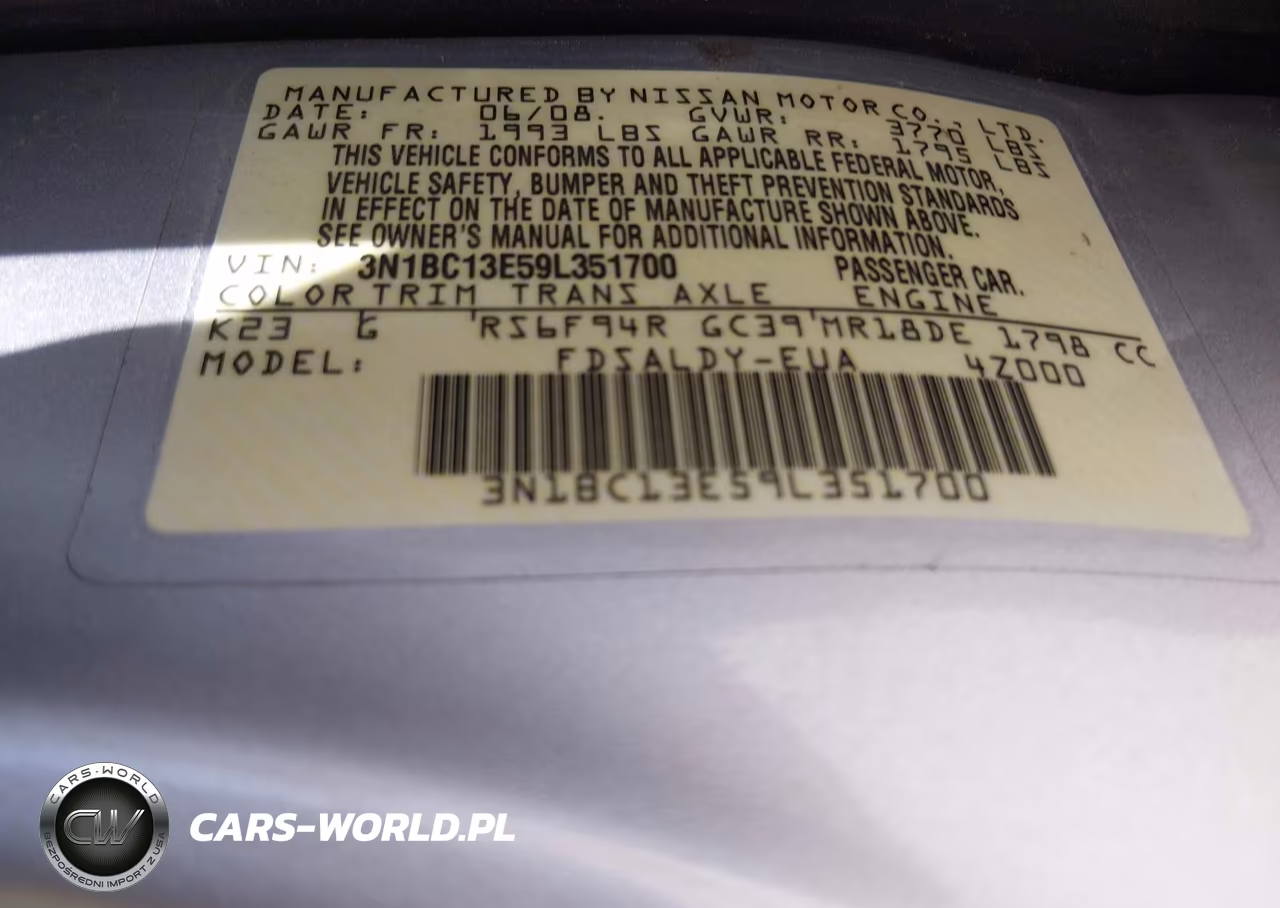 2009 Nissan Versa 1.8S VIN:3N1BC13E59L351700 - 9