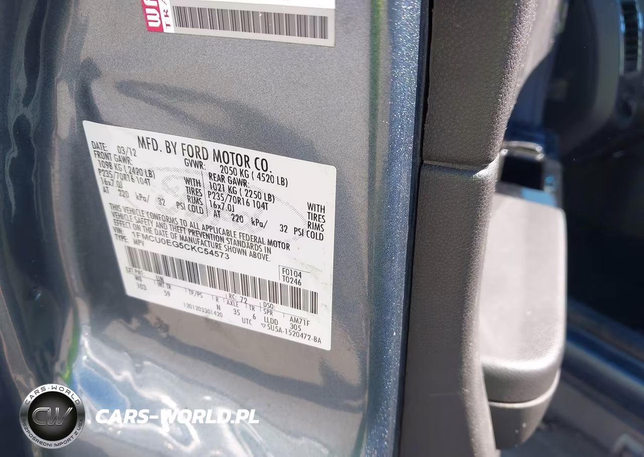 2012 Ford Escape Limited VIN:1FMCU0EG5CKC54573 - 9