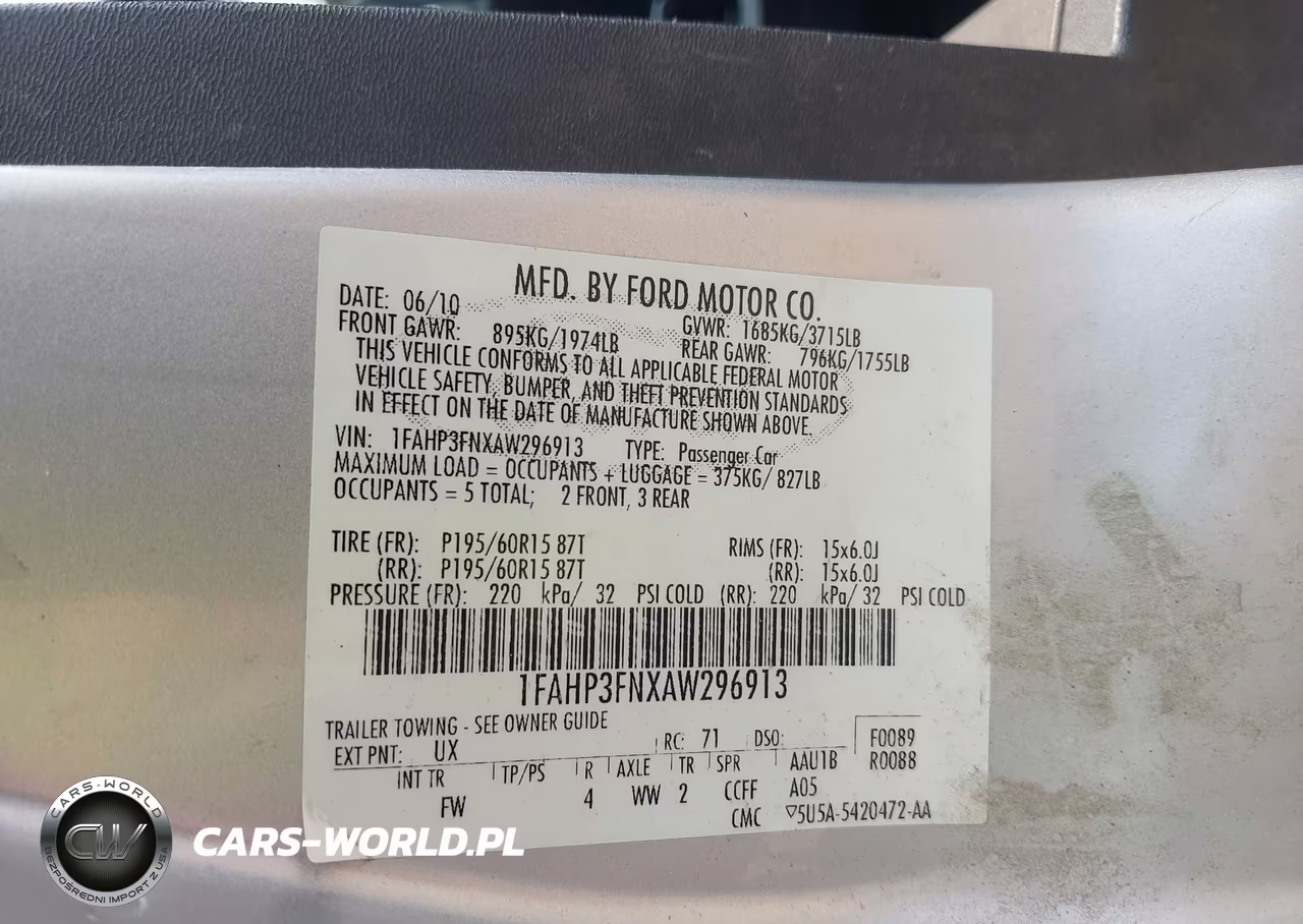 2010 Ford Focus Se VIN:1FAHP3FNXAW296913 - 9