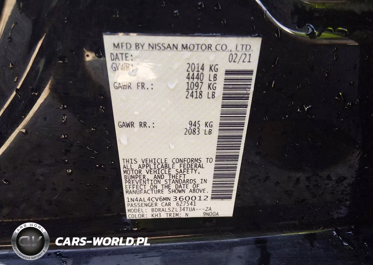 2021 Nissan Altima Sr Vc-Turbo Fwd VIN:1N4AL4CV6MN360012 - 9