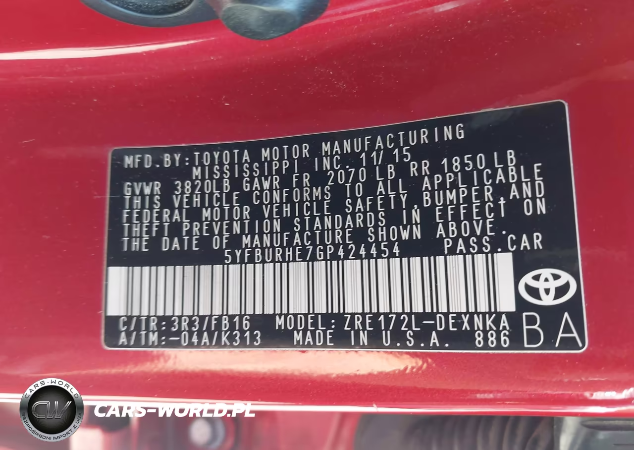 2016 Toyota Corolla Le Plus VIN:5YFBURHE7GP424454 - 9
