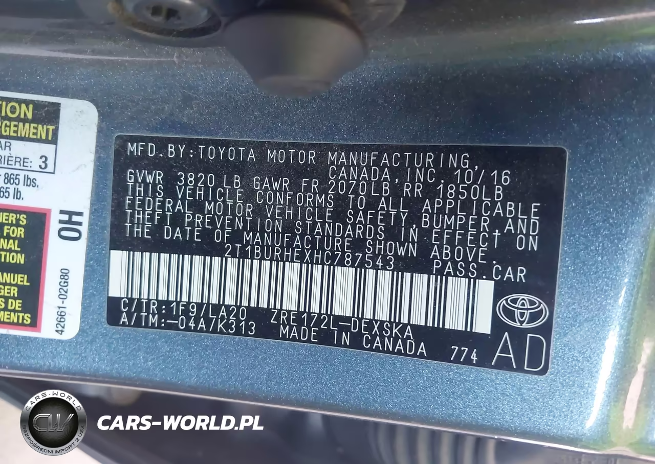 2017 Toyota Corolla Xse VIN:2T1BURHEXHC787543 - 9