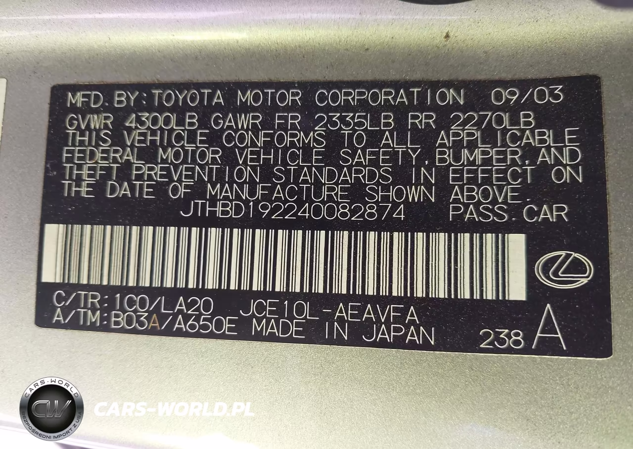 2004 Lexus Is 300 VIN:JTHBD192240082874 - 9