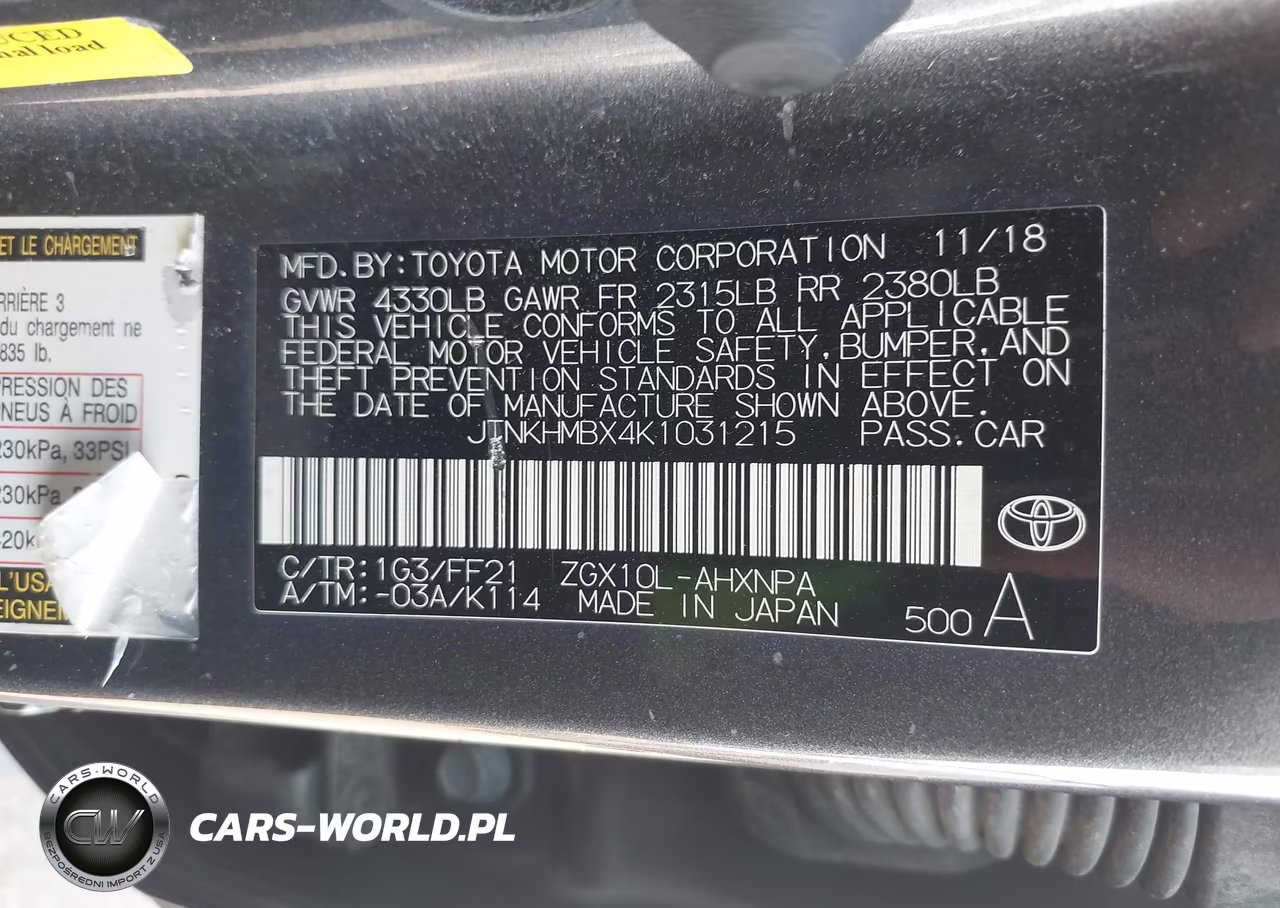 2019 Toyota C-Hr Xle VIN:JTNKHMBX4K1031215 - 9