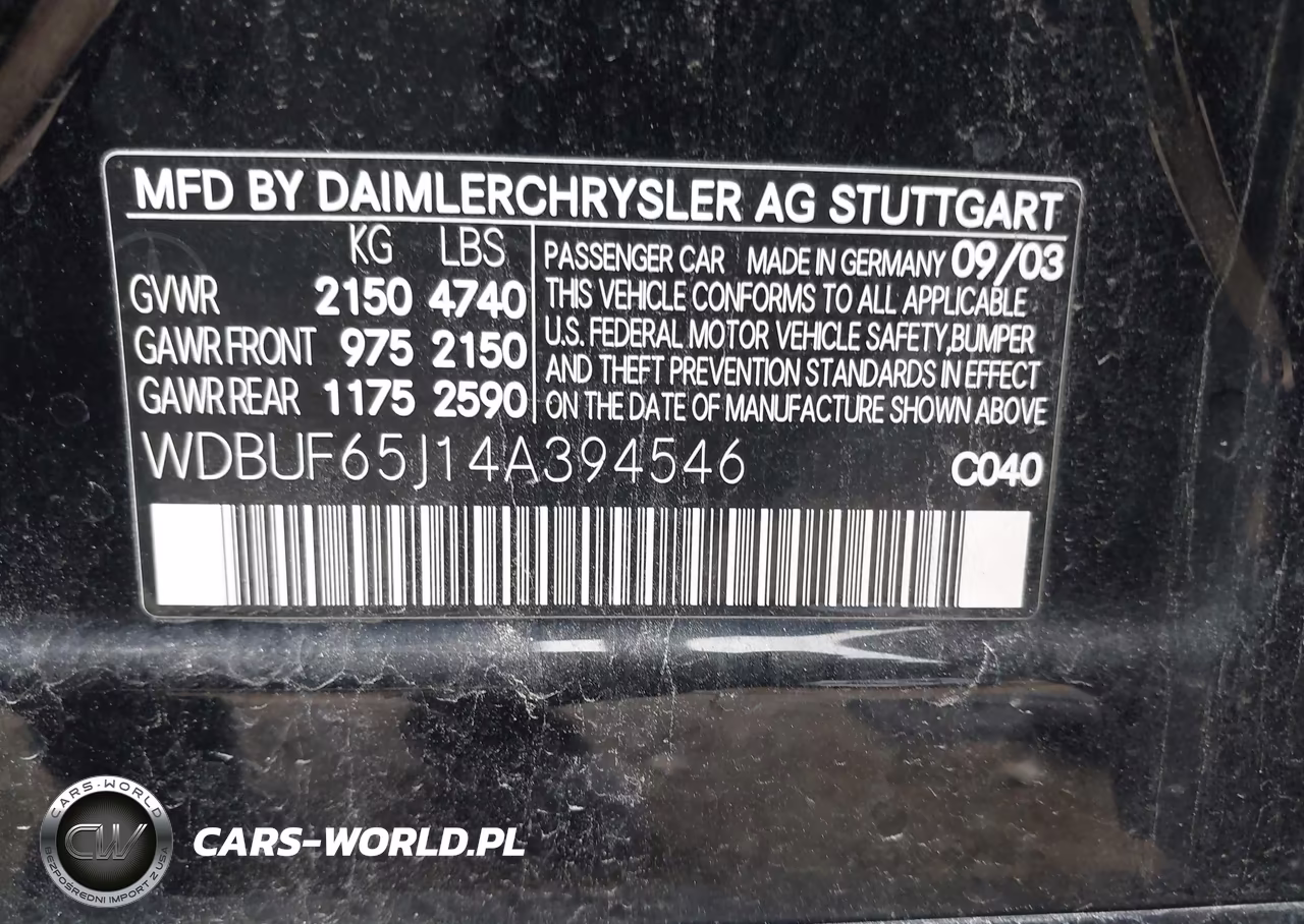 2004 Mercedes-Benz E 320 VIN:WDBUF65J14A394546 - 9