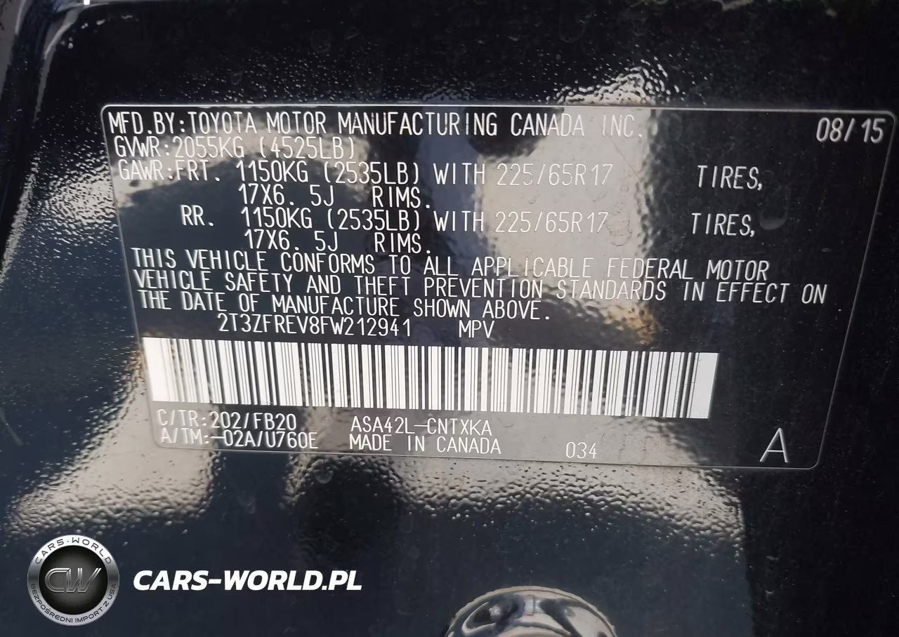 2015 Toyota Rav4 Le VIN:2T3ZFREV8FW212941 - 9