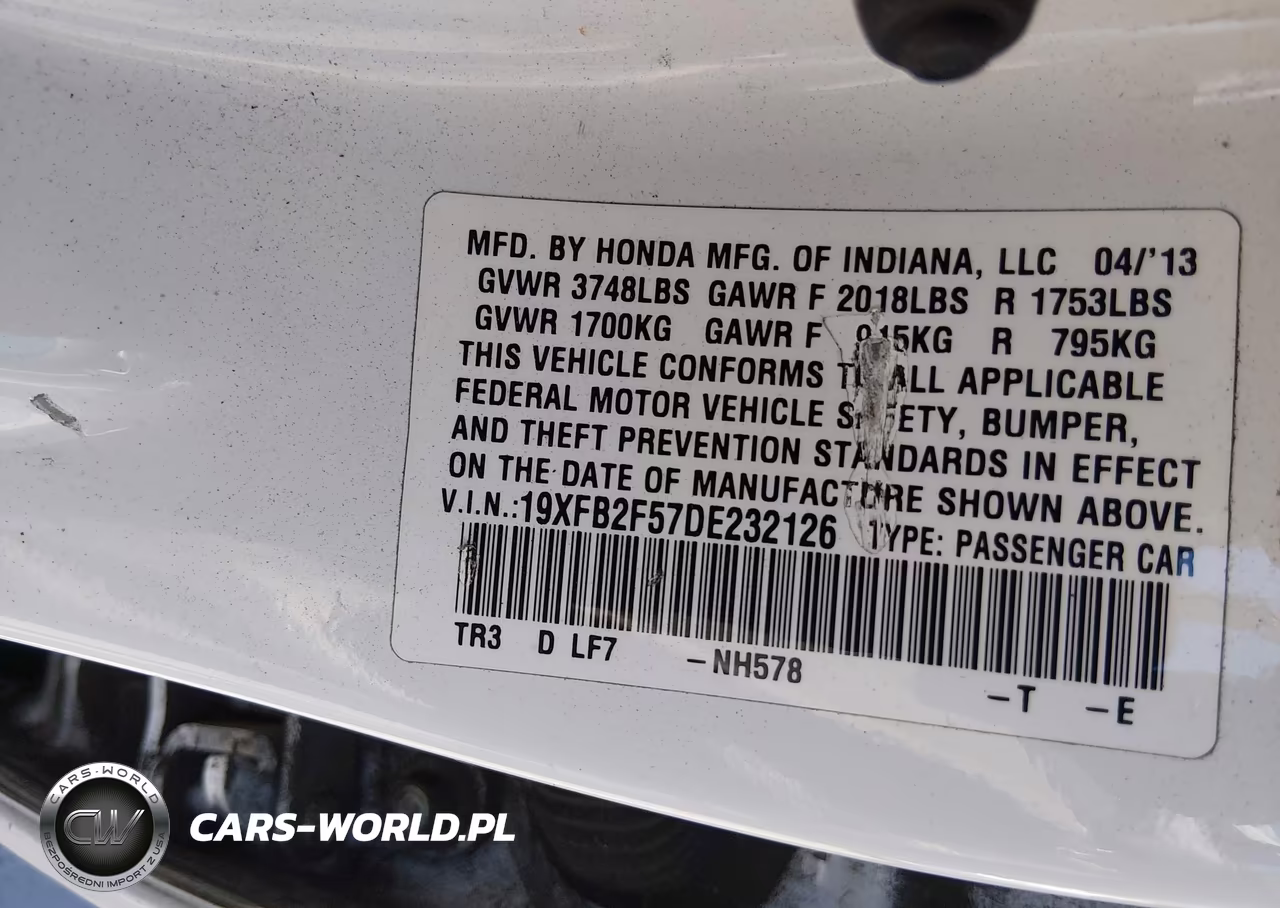 2013 Honda Civic Lx VIN:19XFB2F57DE232126 - 9