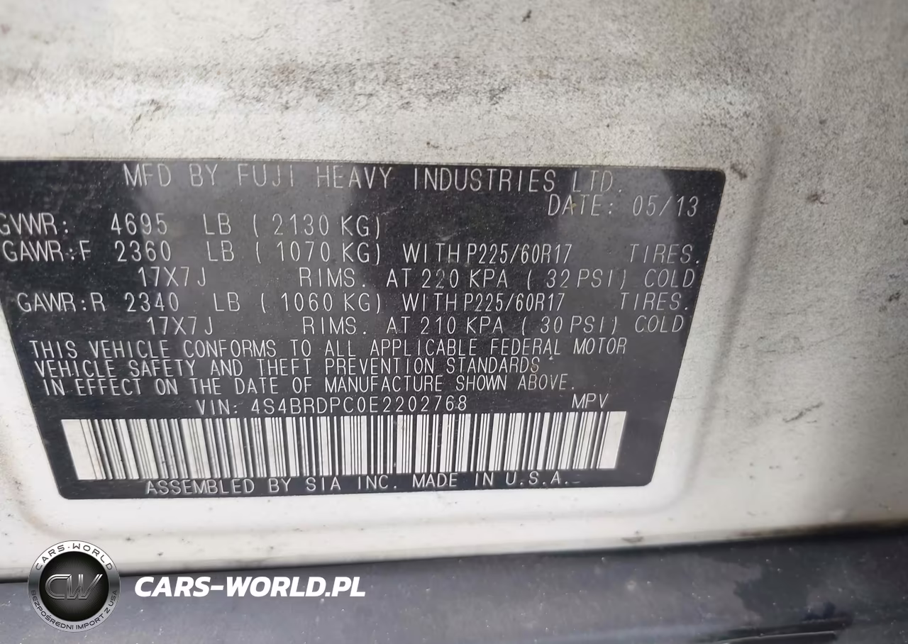 2014 Subaru Outback 3.6R Limited VIN:4S4BRDPC0E2202768 - 9