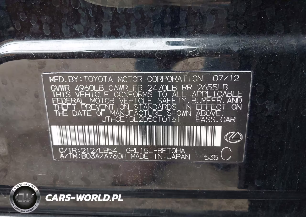2013 Lexus Gs 350 VIN:JTHCE1BL2D5010161 - 9