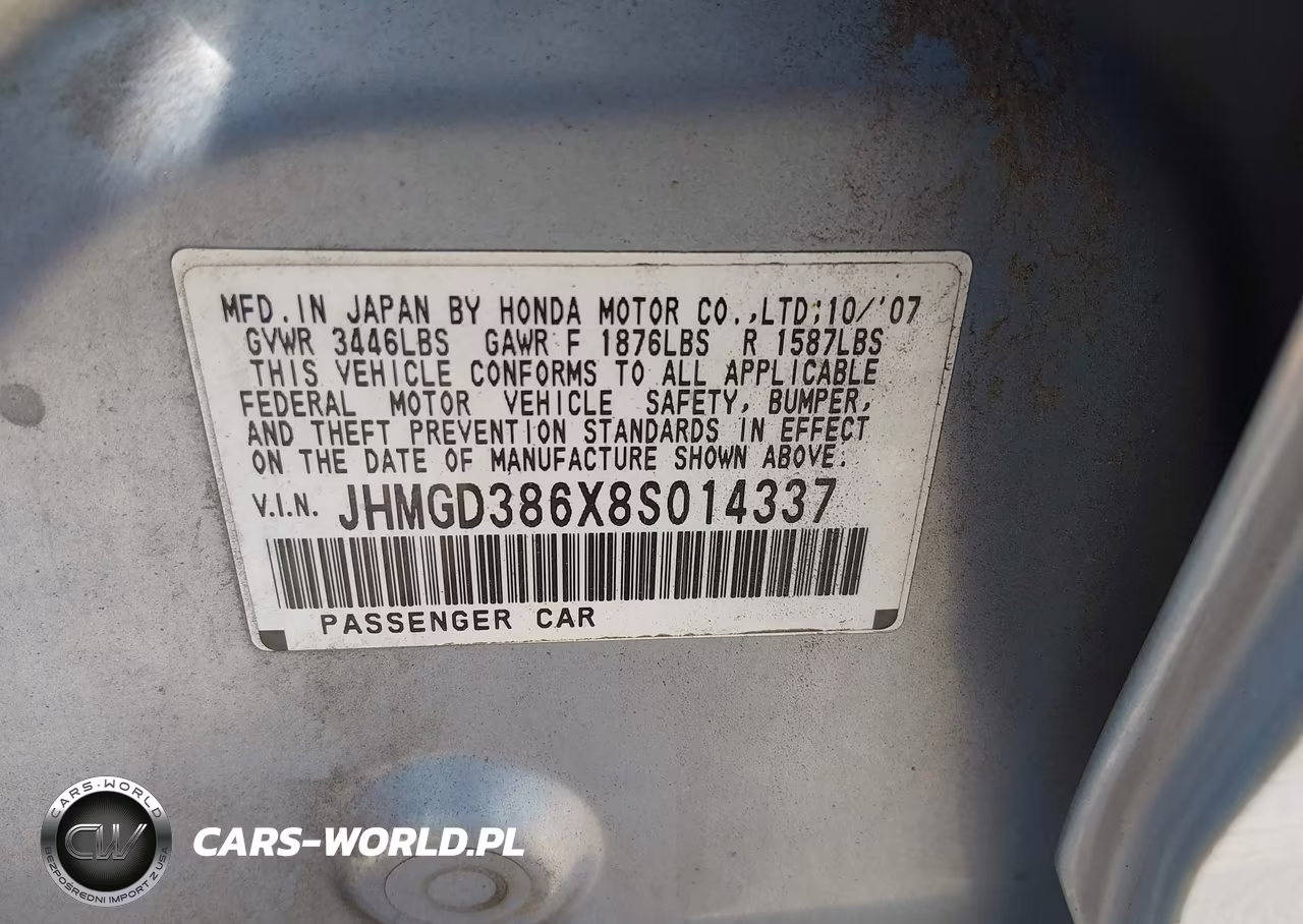 2008 Honda Fit Sport VIN:JHMGD386X8S014337 - 9