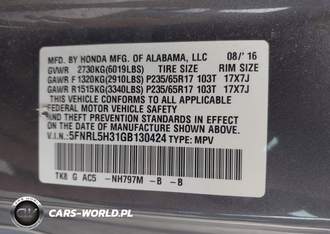 2016 Honda Odyssey Se VIN:5FNRL5H31GB130424 - 9