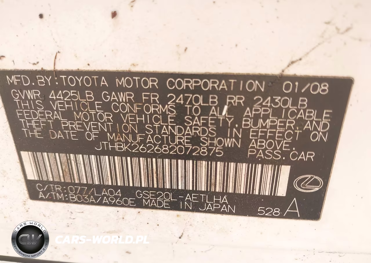 2008 Lexus Is 250 VIN:JTHBK262682072875 - 9