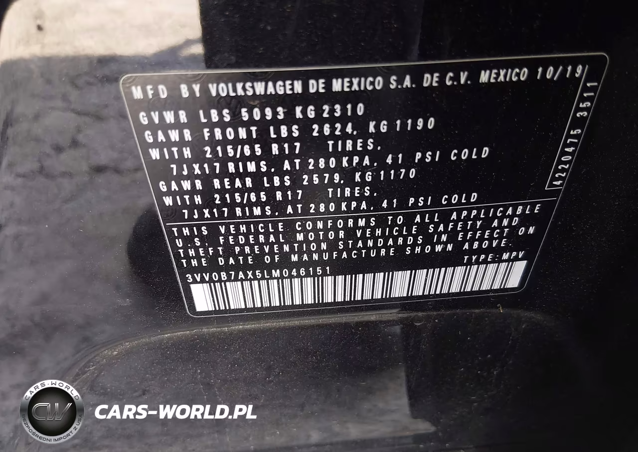 2020 Volkswagen Tiguan 2.0T S VIN:3VV0B7AX5LM046151 - 9