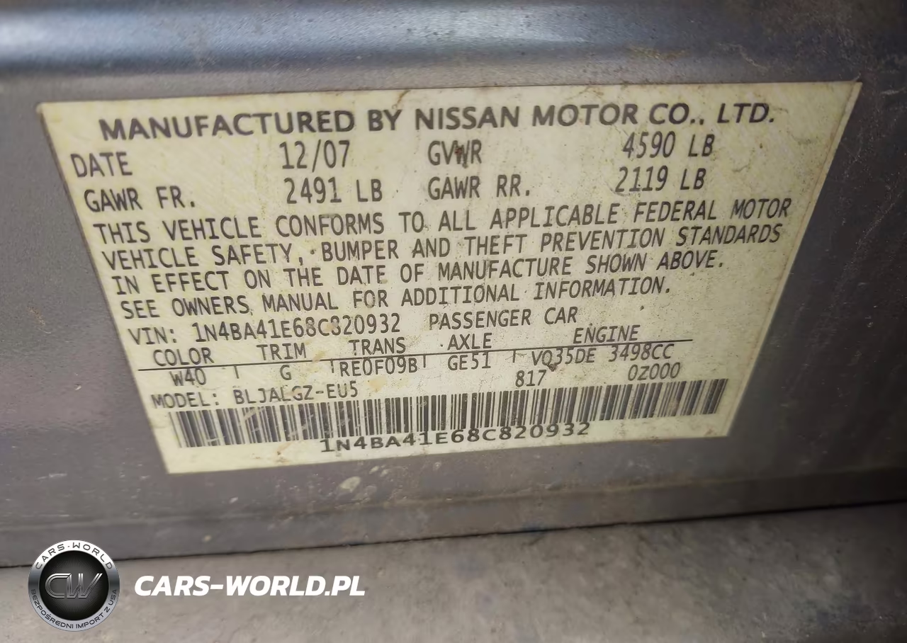 2008 Nissan Maxima 3.5 Sl VIN:1N4BA41E68C820932 - 9