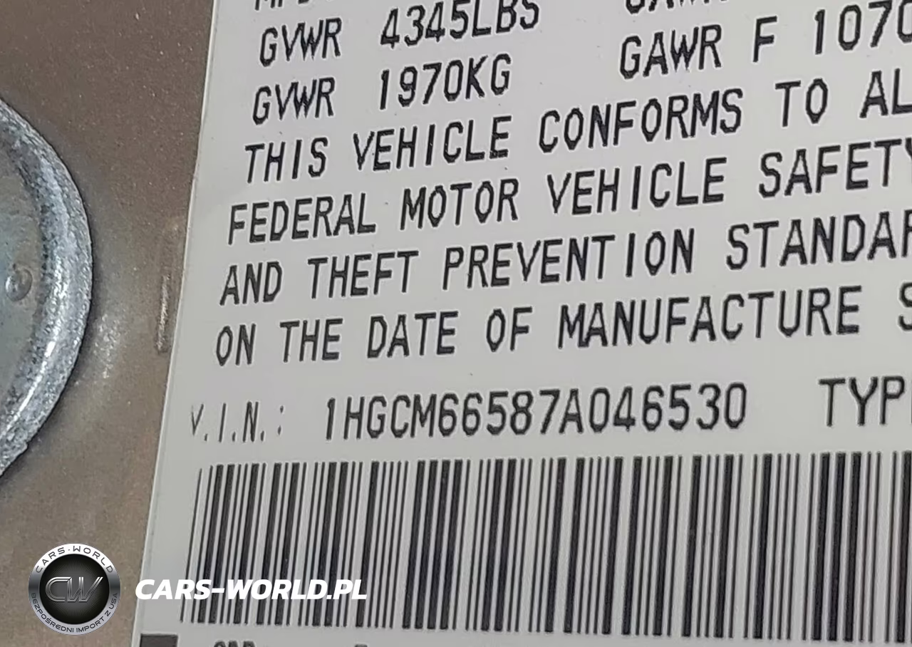2007 Honda Accord 3.0 Ex VIN:1HGCM66587A046530 - 9