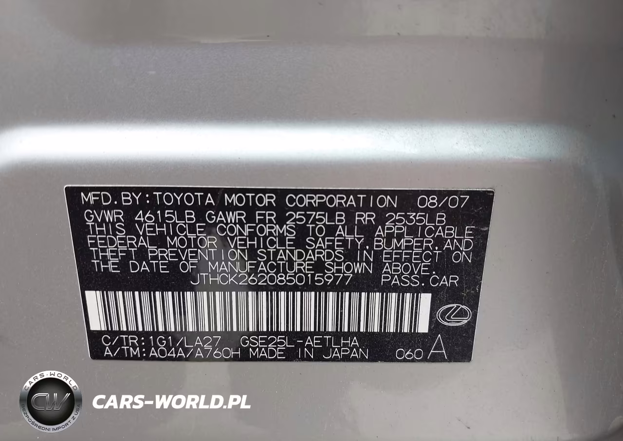 2008 Lexus Is 250 VIN:JTHCK262085015977 - 9