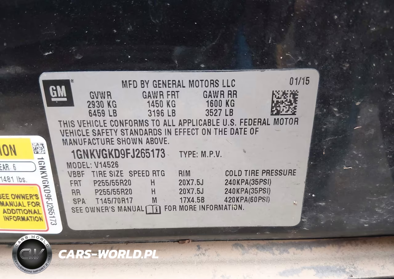 2015 Chevrolet Traverse Lt VIN:1GNKVGKD9FJ265173 - 9