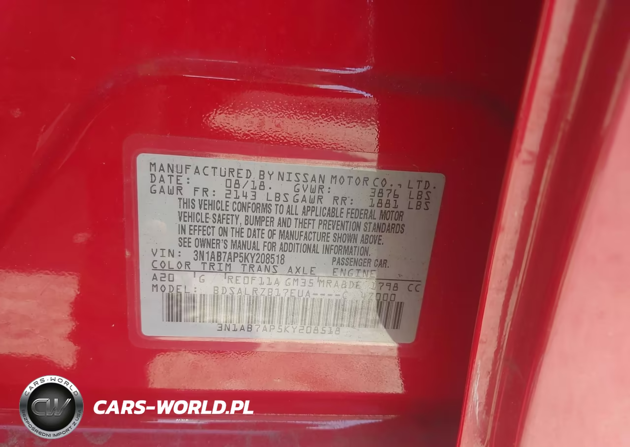 2019 Nissan Sentra Sr VIN:3N1AB7AP5KY208518 - 9