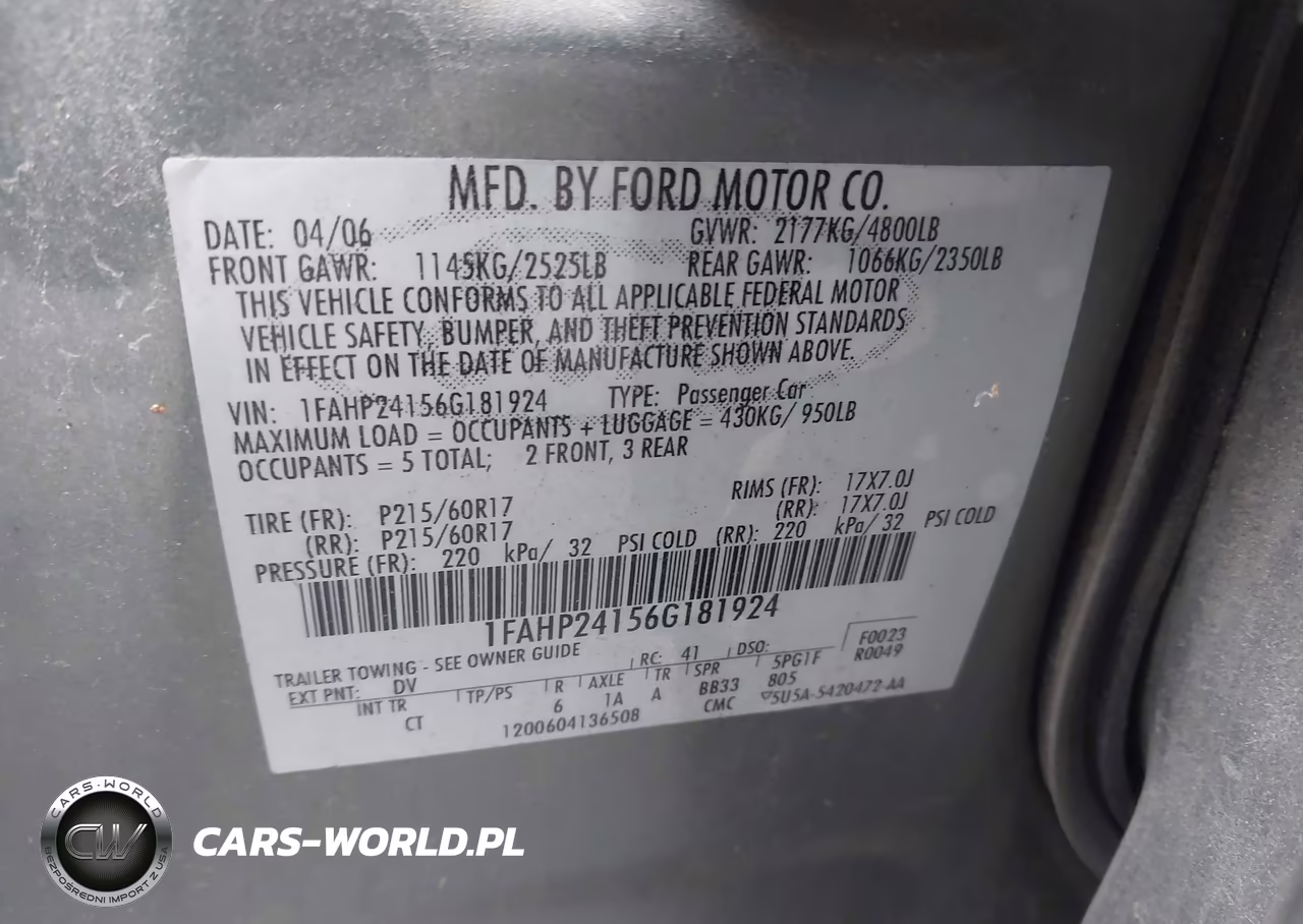 2006 Ford Five Hundred Sel VIN:1FAHP24156G181924 - 9