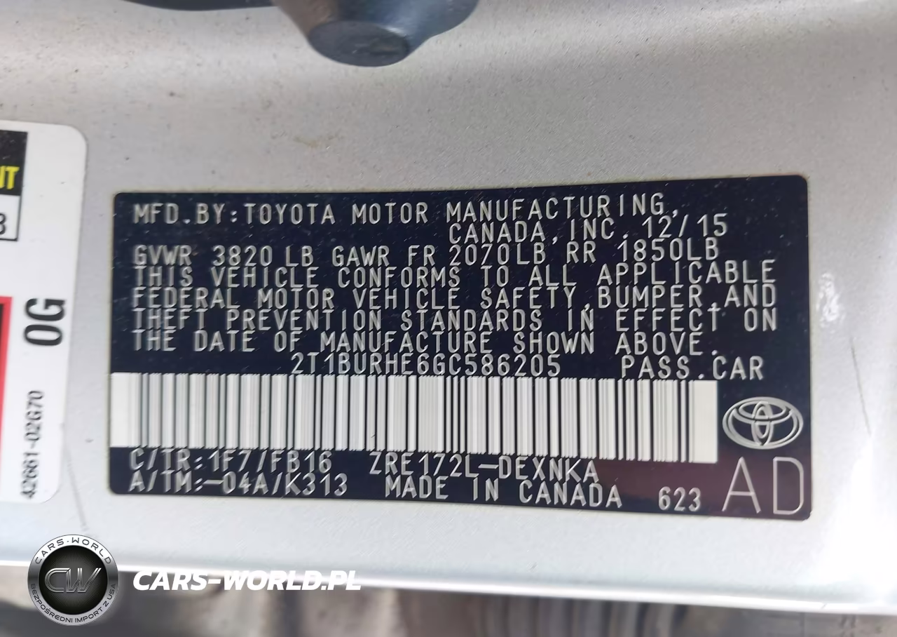 2016 Toyota Corolla Le VIN:2T1BURHE6GC586205 - 9