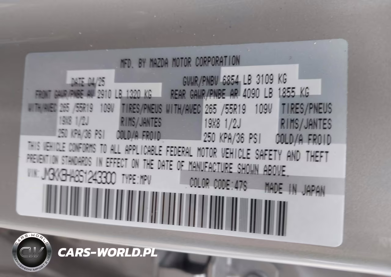2025 Mazda Cx-90 Phev Preferred Package VIN:JM3KKBHA8S1243300 - 9