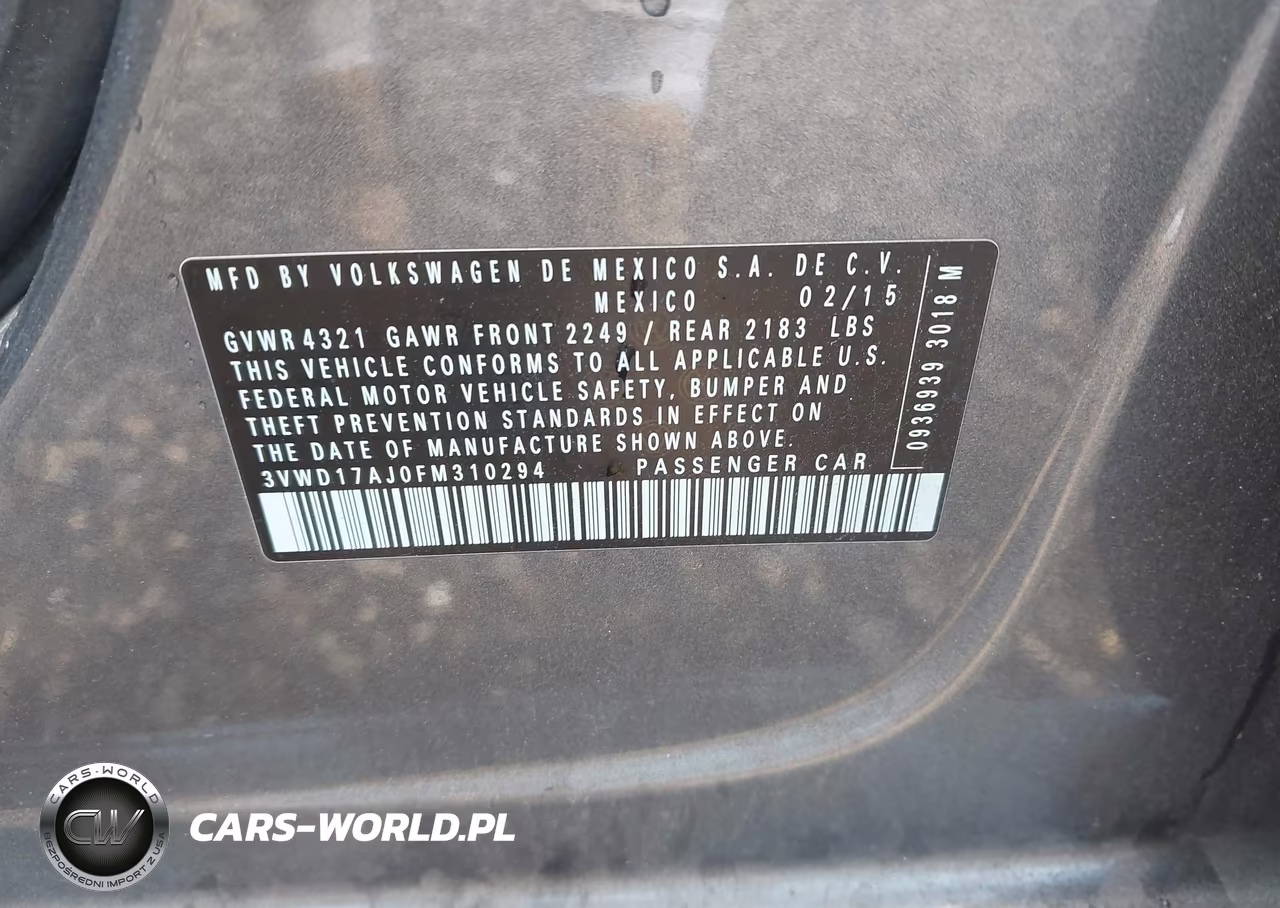 2015 Volkswagen Jetta 1.8T Se VIN:3VWD17AJ0FM310294 - 9