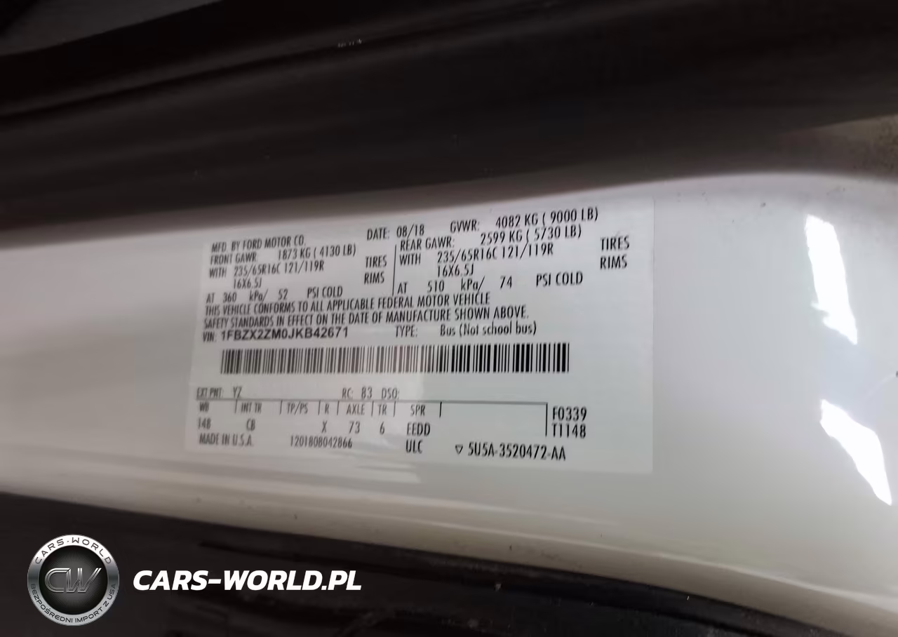 2018 Ford Transit-350 Xl VIN:1FBZX2ZM0JKB42671 - 9