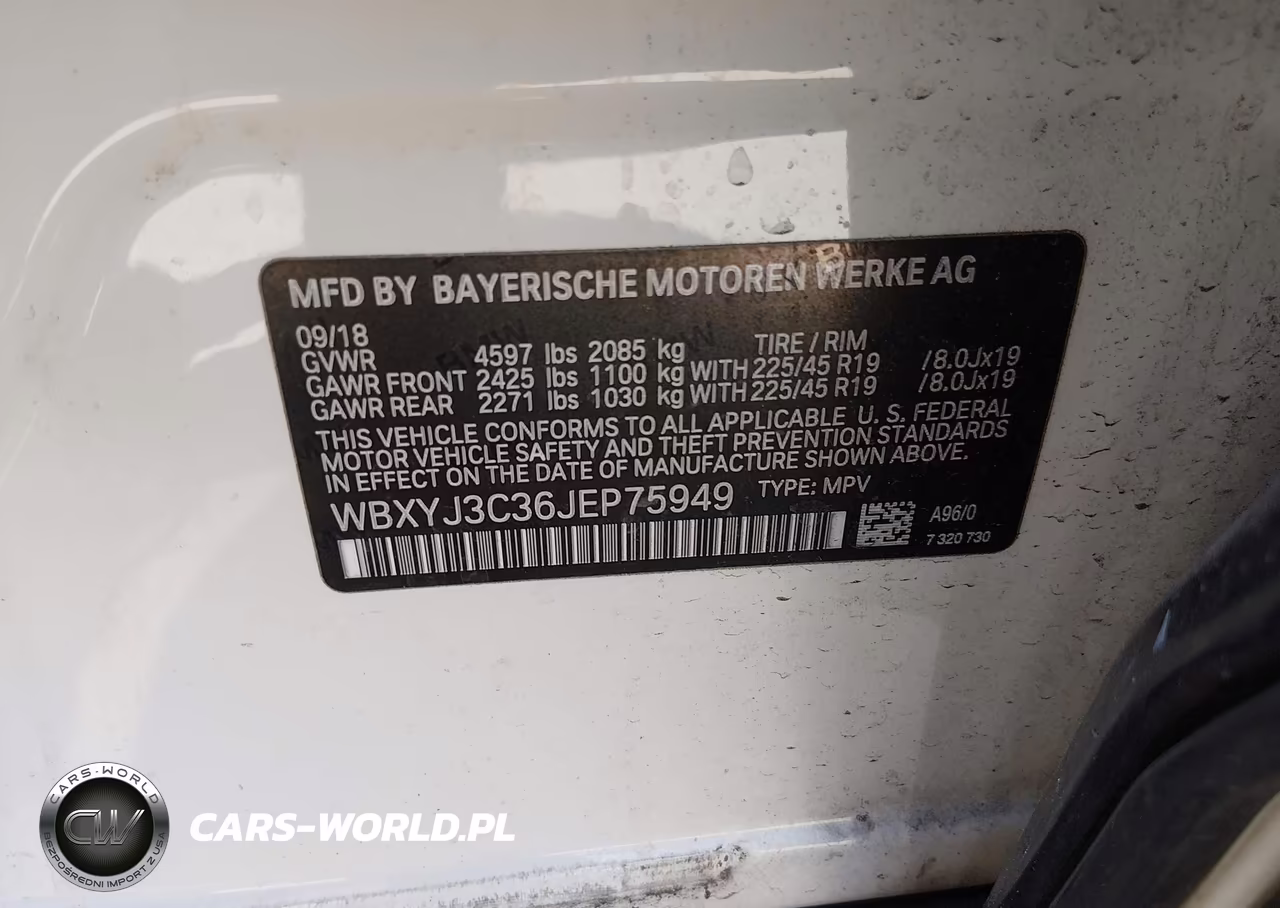 2018 BMW X2 Sdrive28I VIN:WBXYJ3C36JEP75949 - 9