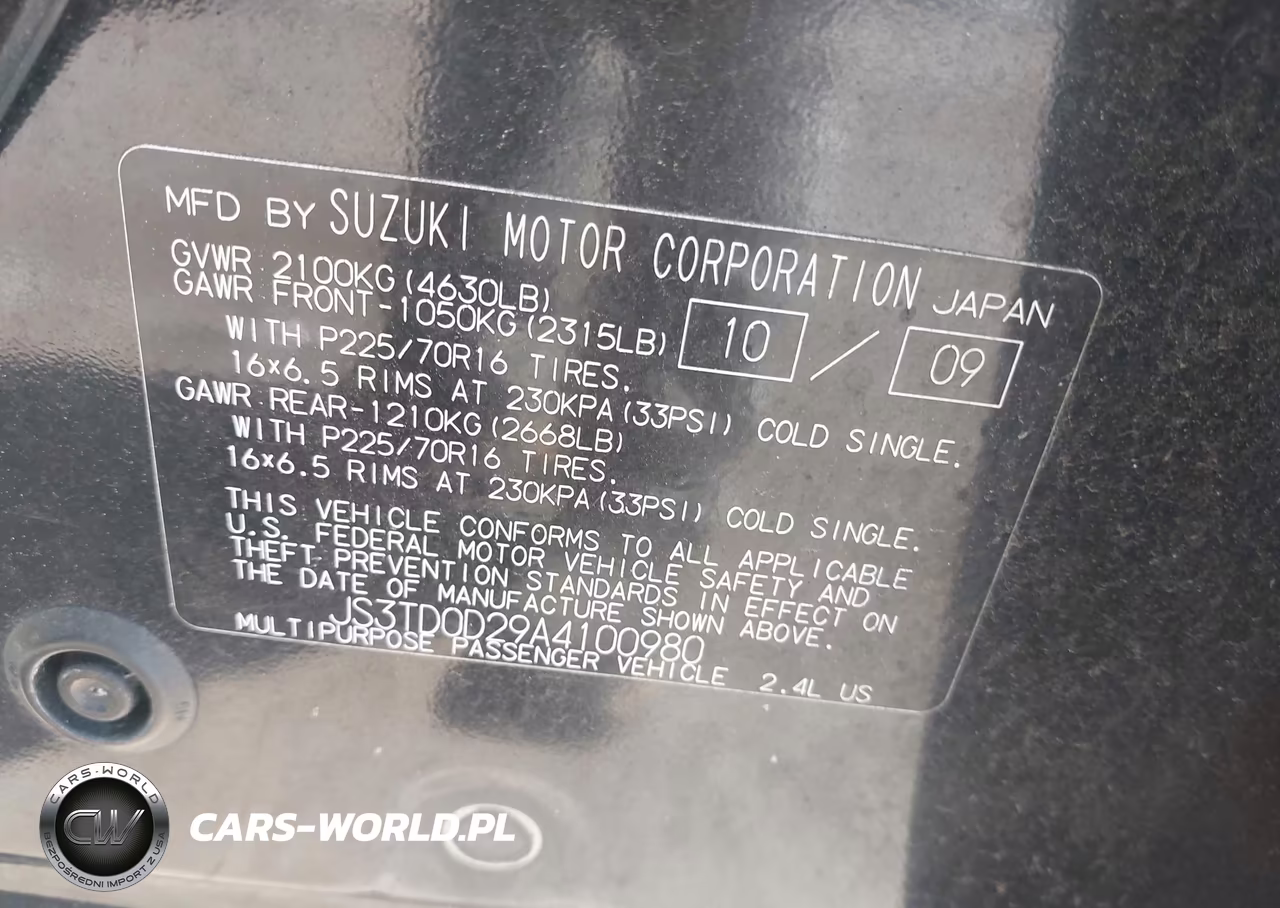 2010 Suzuki Grand Vitara Premium VIN:JS3TD0D29A4100980 - 9