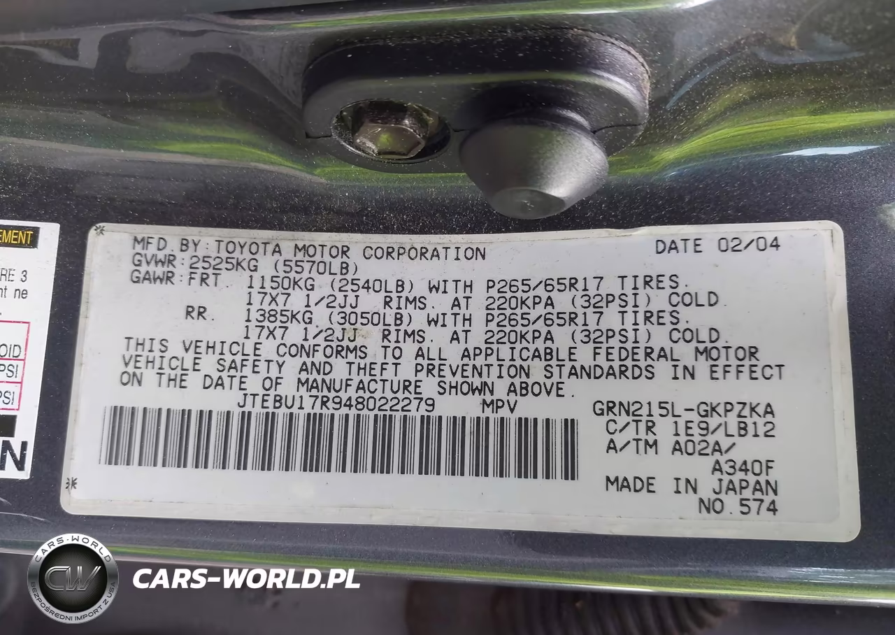 2004 Toyota 4Runner Limited V6 VIN:JTEBU17R948022279 - 9