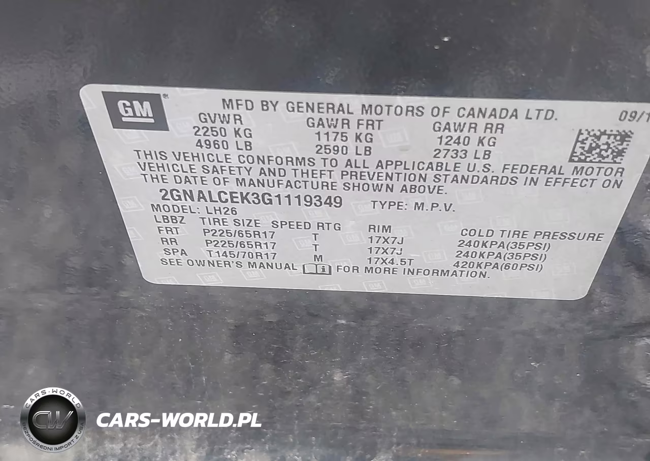 2016 Chevrolet Equinox Lt VIN:2GNALCEK3G1119349 - 9
