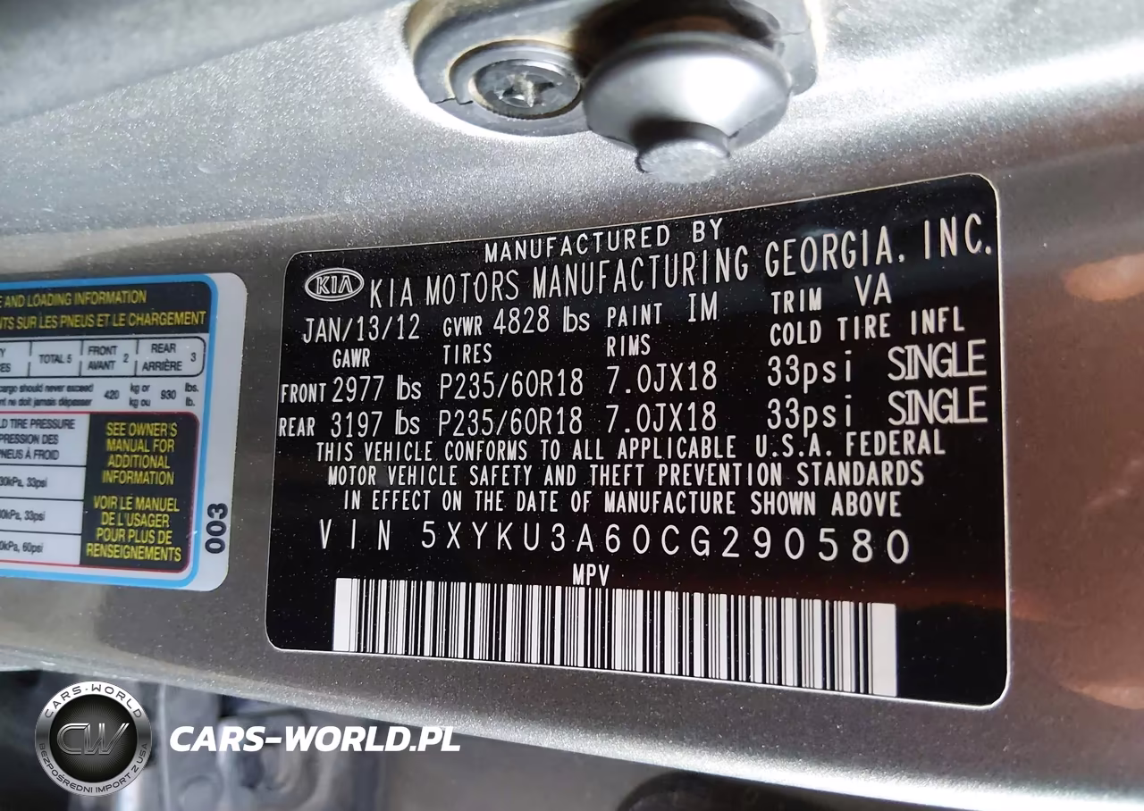 2012 Kia Sorento Ex VIN:5XYKU3A60CG290580 - 9