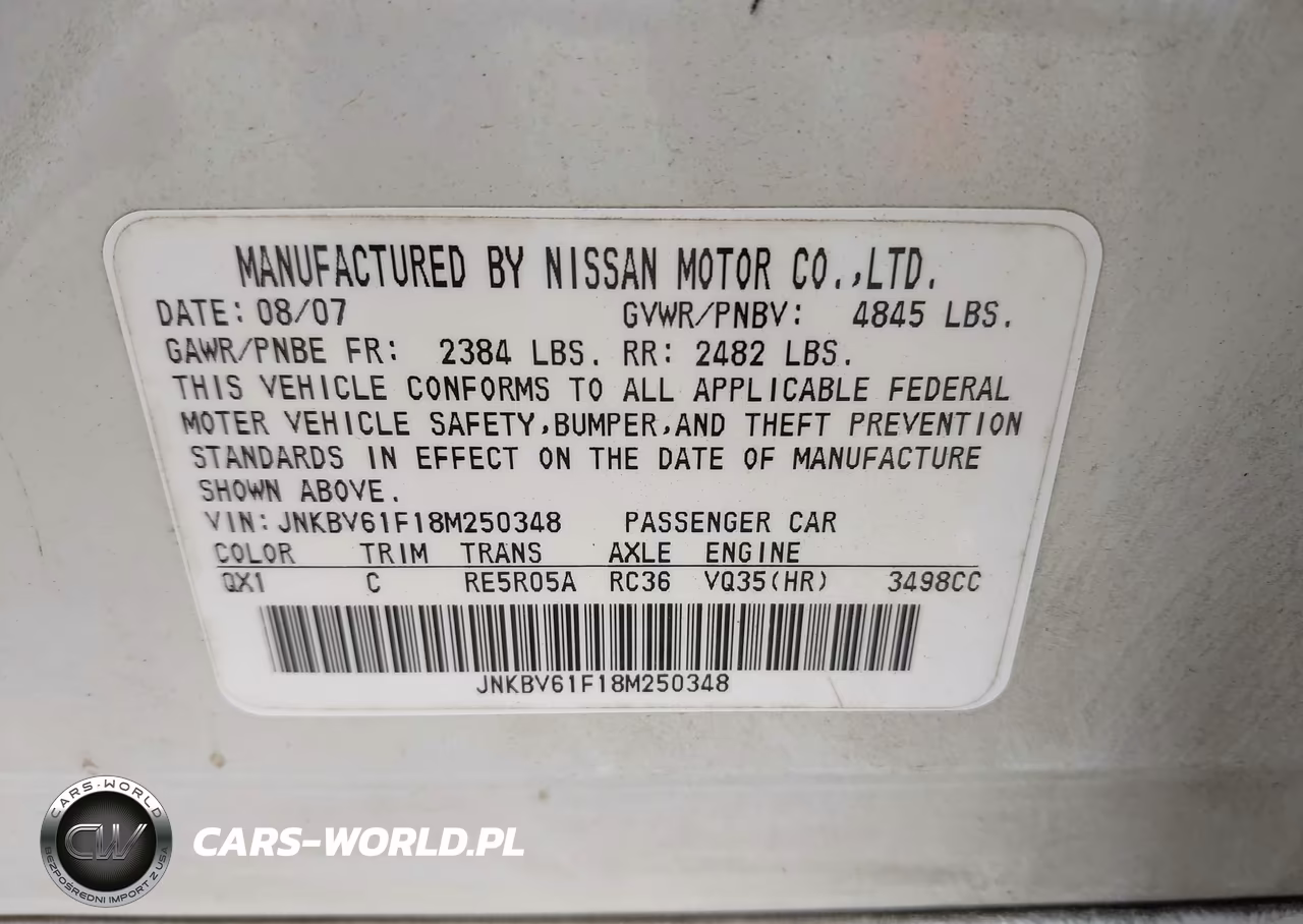 2008 Infiniti G35X VIN:JNKBV61F18M250348 - 9