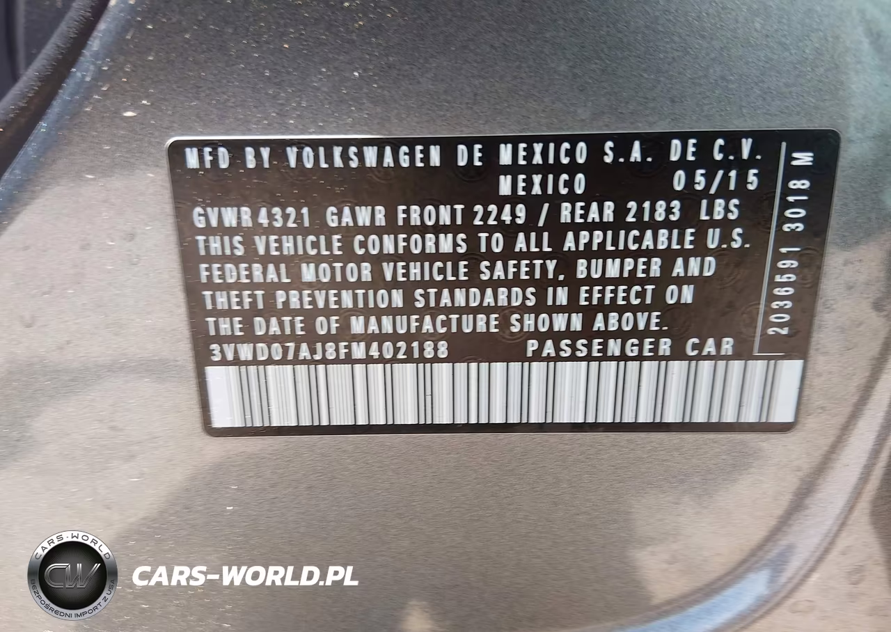 2015 Volkswagen Jetta 1.8T Se VIN:3VWD07AJ8FM402188 - 9