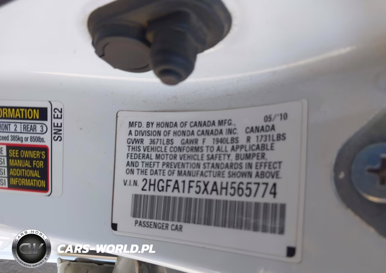 2010 Honda Civic Lx VIN:2HGFA1F5XAH565774 - 9