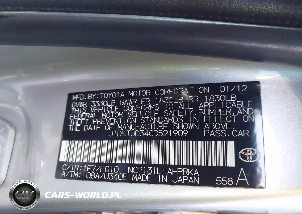 2012 Toyota Yaris Le VIN:JTDKTUD34CD521909 - 9