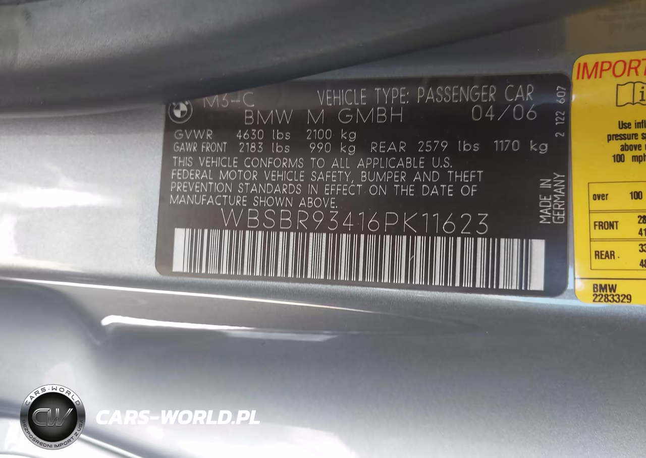 2006 BMW M3 VIN:WBSBR93416PK11623 - 9