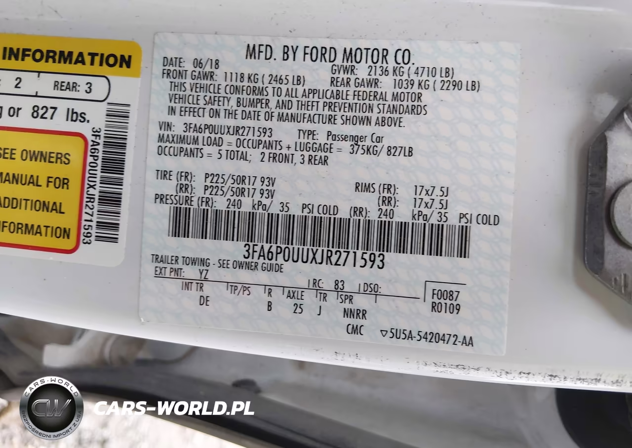 2018 Ford Fusion Hybrid S VIN:3FA6P0UUXJR271593 - 9