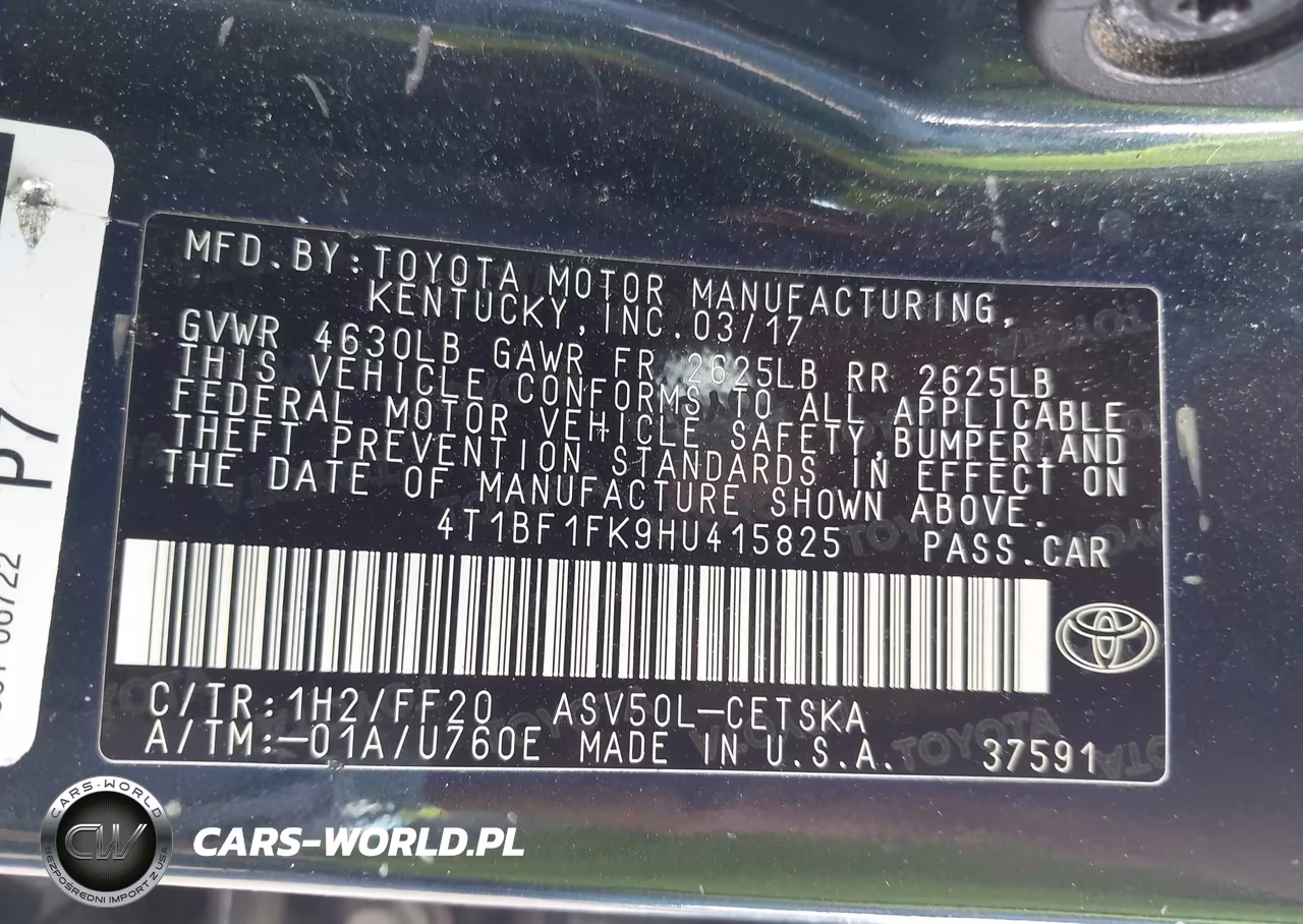 2017 Toyota Camry Se VIN:4T1BF1FK9HU415825 - 9