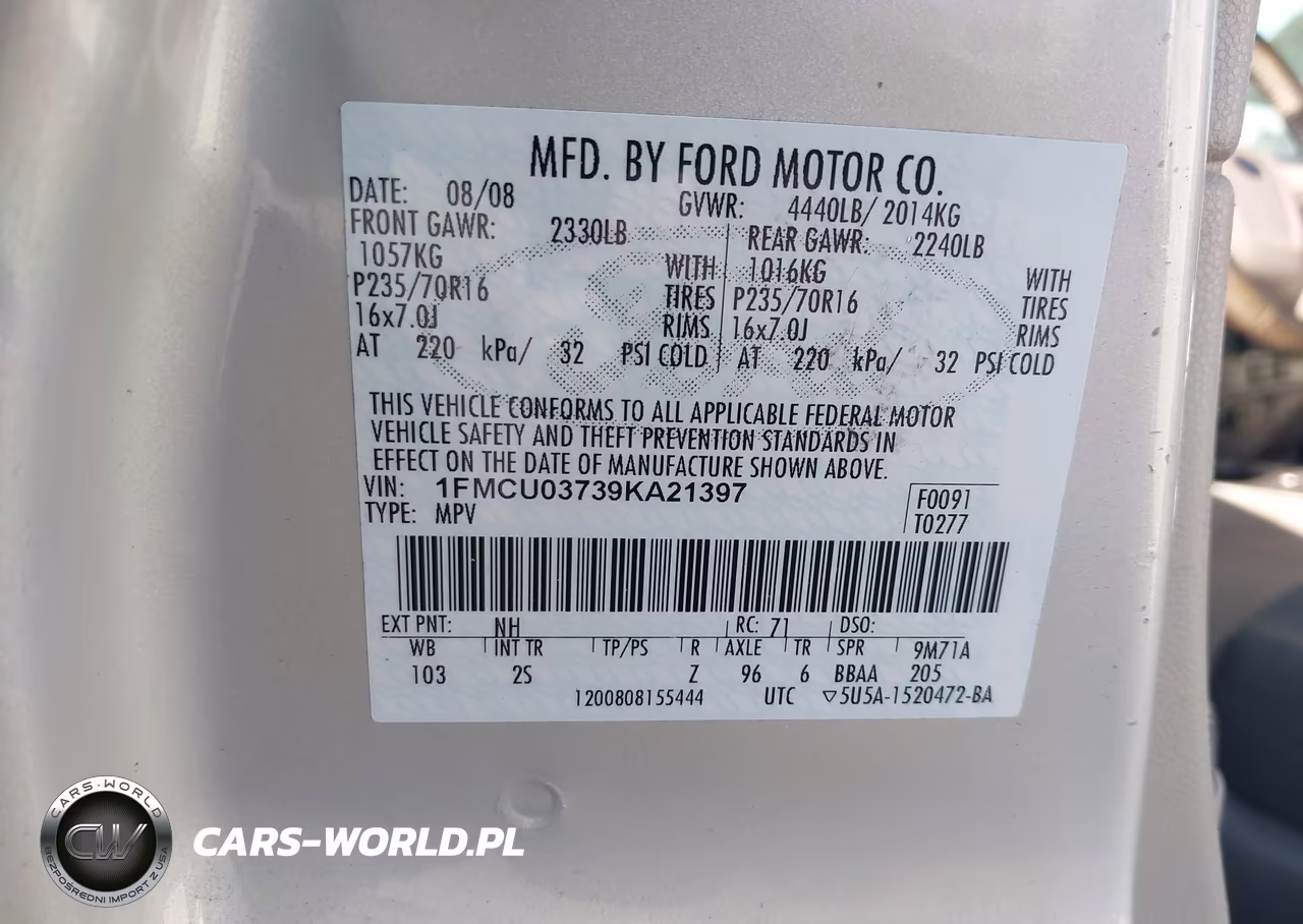 2009 Ford Escape Xlt VIN:1FMCU03739KA21397 - 9