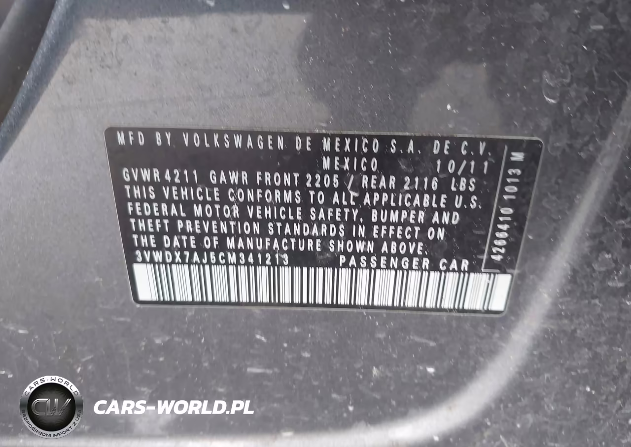 2012 Volkswagen Jetta 2.5L Se VIN:3VWDX7AJ5CM341213 - 9
