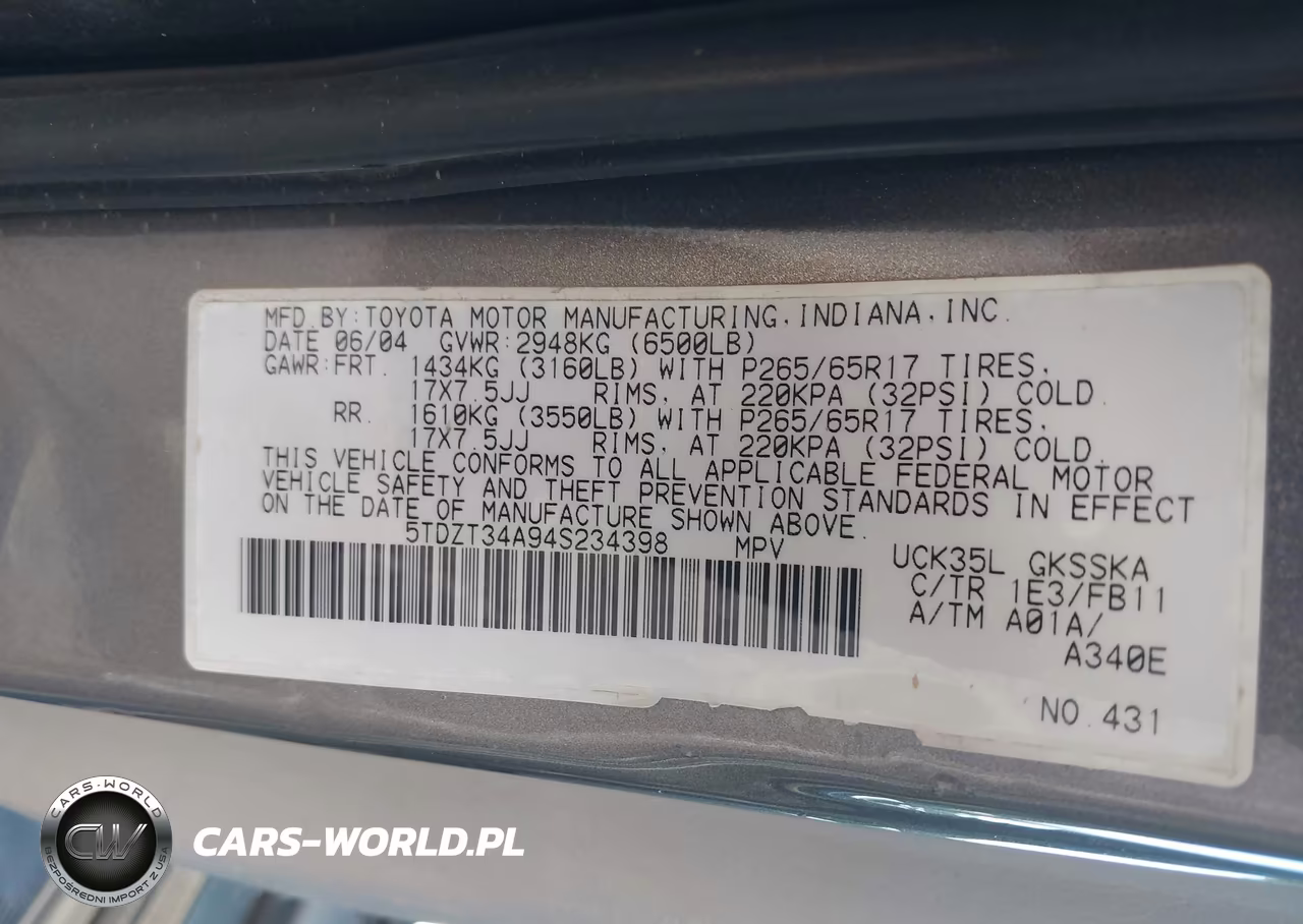 2004 Toyota Sequoia Sr5 V8 VIN:5TDZT34A94S234398 - 9