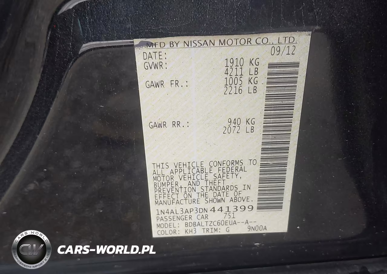 2013 Nissan Altima 2.5 Sv VIN:1N4AL3AP3DN441399 - 9