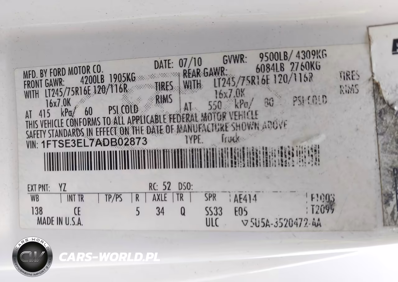 2010 Ford E-350 Super Duty Commercial-Recreational VIN:1FTSE3EL7ADB02873 - 9