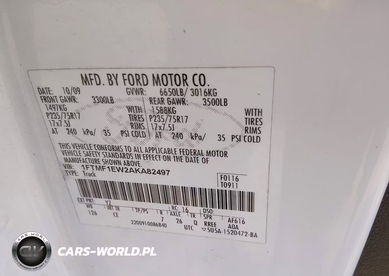2010 Ford F-150 Stx-Xl-Xl W-Mid-Box Prep-Xlt-Xlt W-Mid-Box Prep VIN:1FTMF1EW2AKA82497 - 9